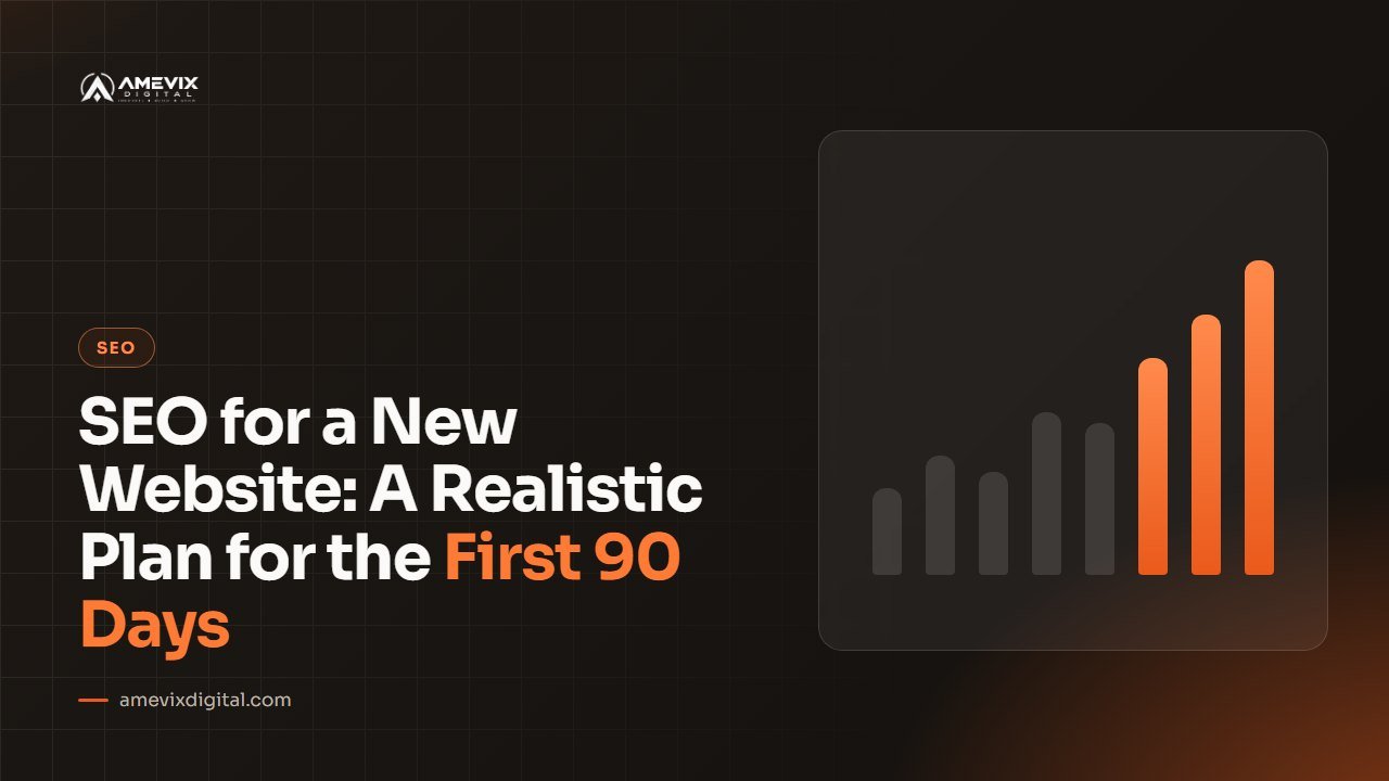 Rising search traffic chart illustrating SEO for a new website over the first 90 days